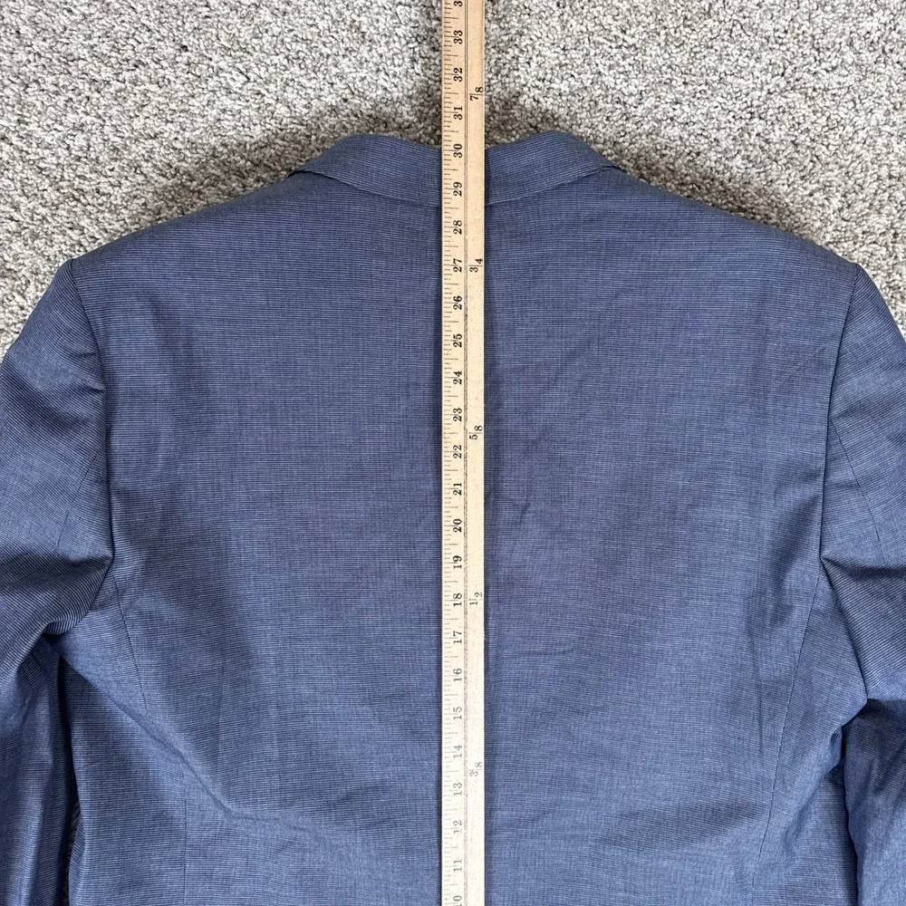 Express Photographer Blazer Mens 44 Regular Blue Fitted Cotton Two-Button Jacket
